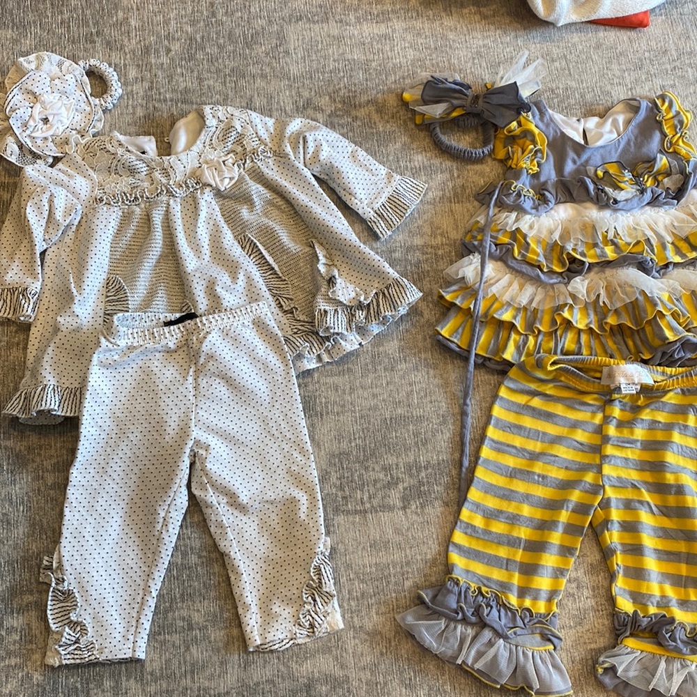 Isabella & Chloe - 3 piece sets. Top pants and bow headband. Beautiful sets.
